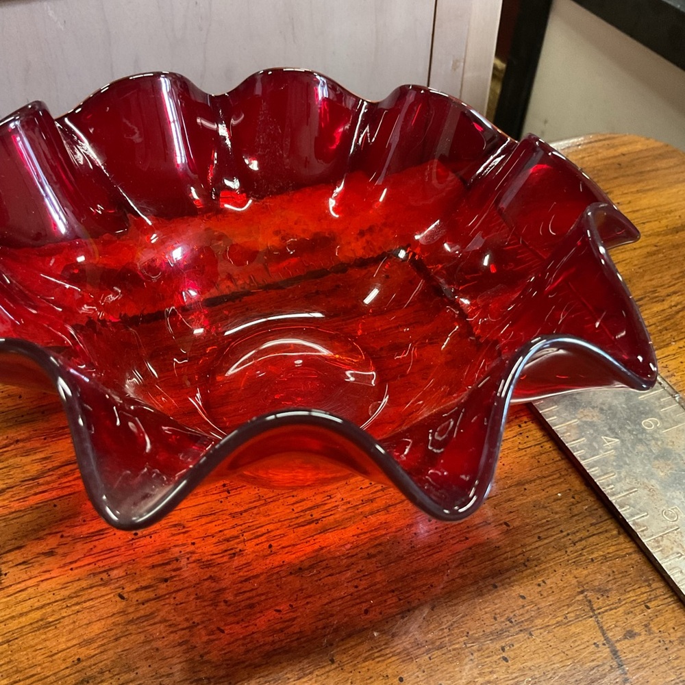 Elegant Red Glass Bowl